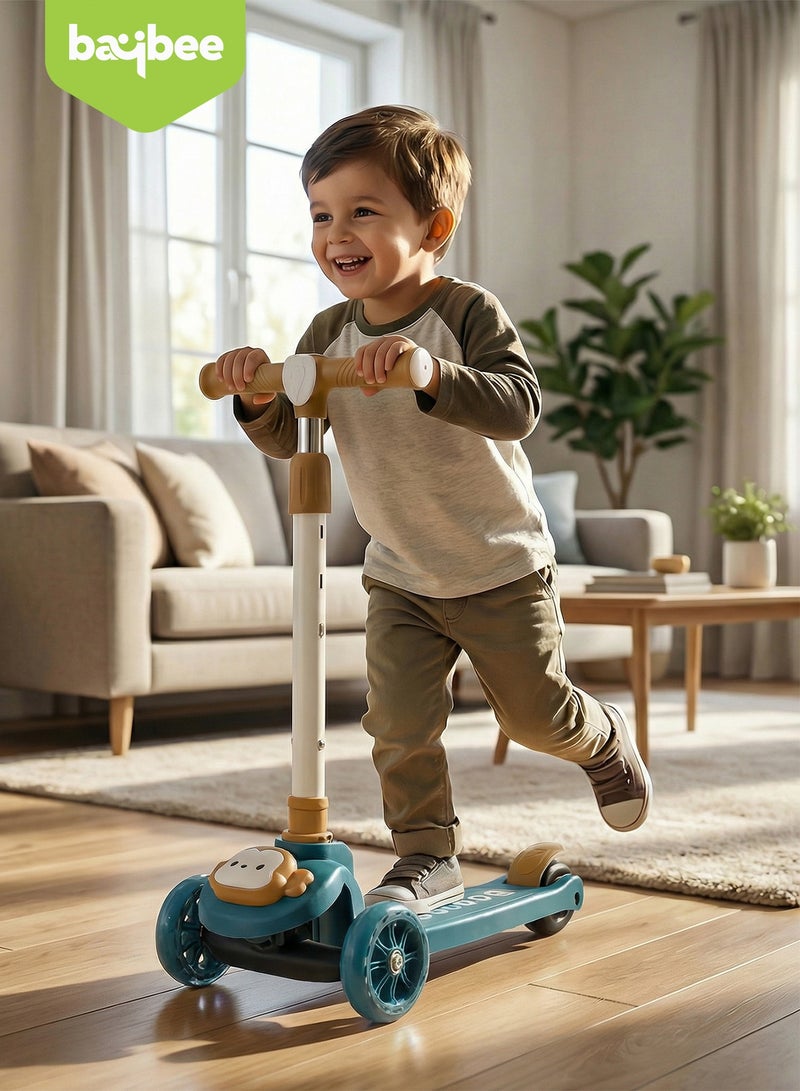 بيبي سكوتر بنغوين للأطفال | سكوتر بثلاث عجلات للأطفال بثلاثة ارتفاعات قابلة للتعديل، مزود بإضاءة LED وموسيقى | سكوترات تزلج تتحمل وزنًا يصل إلى 50 كجم | سكوترات جري للأطفال من عمر سنتين إلى 10 سنوات، لون أخضر - Image 2